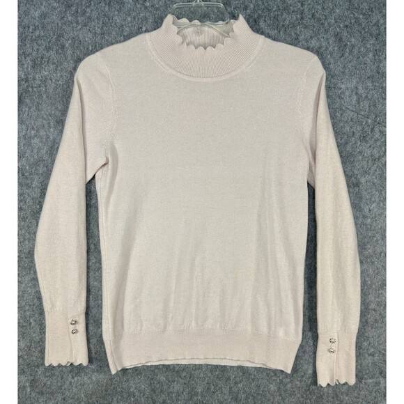 Nanette Lepore Pink 100% Cashmere Long Sleeve Sweater Soft 2 Ply Size Large - Picture 1 of 11